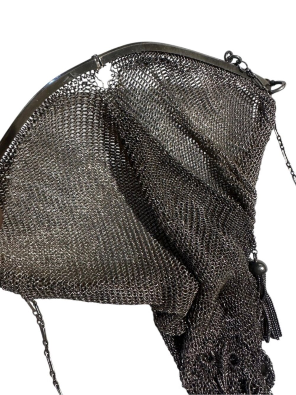 Antique 1900-1920s Sterling Silver Mesh Evening Bag - Picture 10 of 11